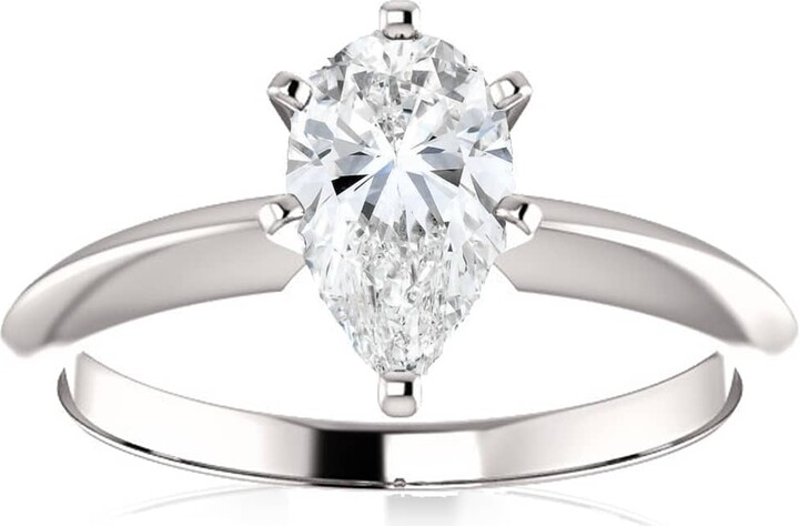 Pompeii3 1 Ct Pear Shape Diamond Engagement Ring Lab Grown 14k White Gold