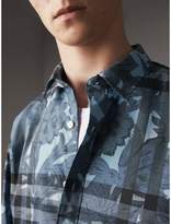 Thumbnail for your product : Burberry Beasts Print and Check Stretch Cotton Blend Shirt