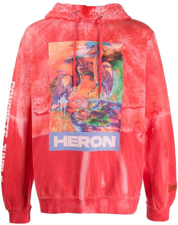 heron bird slogan print hoodie