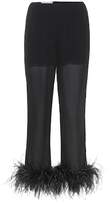 Prada Feather-trimmed silk trousers