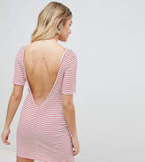 Thumbnail for your product : PrettyLittleThing exclusive striped low back t-shirt dress