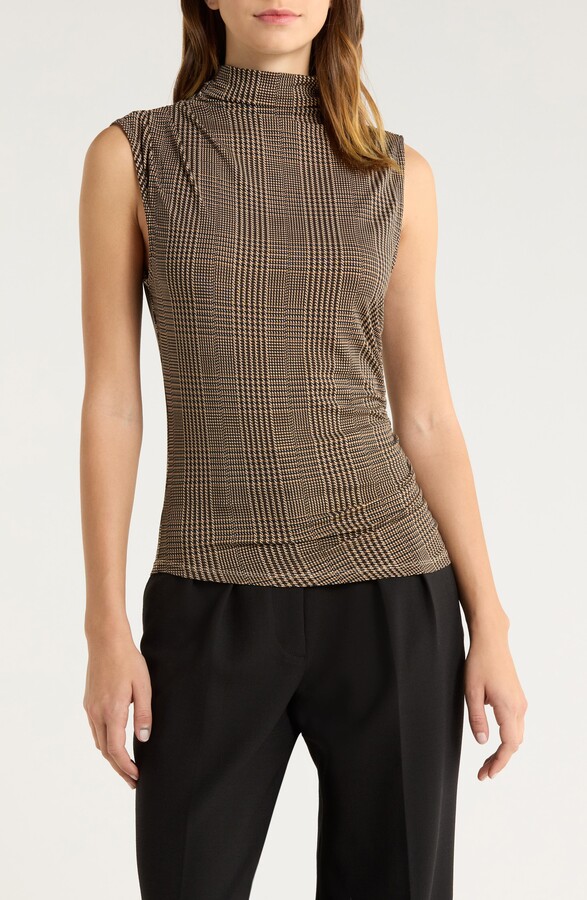 Veronica Beard Mylie Mock Neck Sleeveless Top