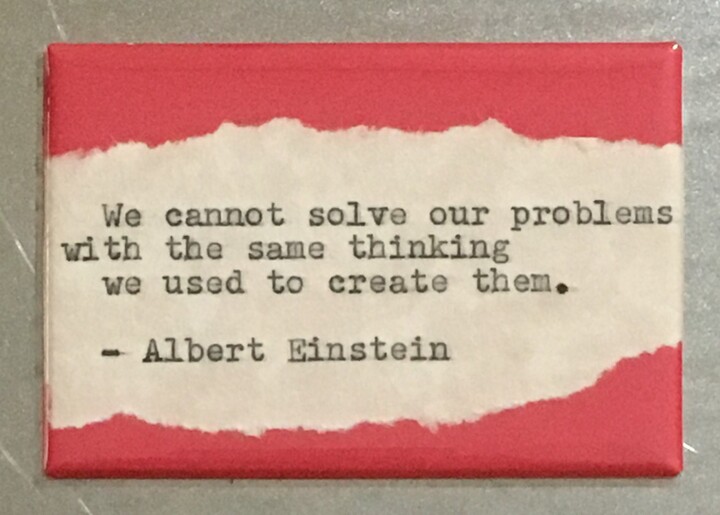 Inspirational Fridge Magnet Albert Einstein. Literary, Motivational Quotes. Hand Typed, Made 2"x3" Magnet