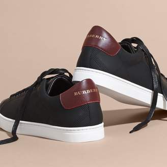 Burberry Perforated Check Leather Trainers