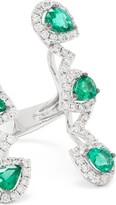 Thumbnail for your product : Stéfère 18kt White Gold Diamond Emerald Structured Ring