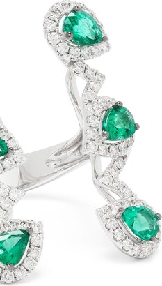 Stéfère 18kt White Gold Diamond Emerald Structured Ring