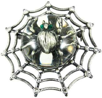Zeckos Rhinestone Accented Spiderweb & Spider Brooch Pin