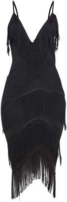 PrettyLittleThing Black Strappy Tassel Longline Midi Dress
