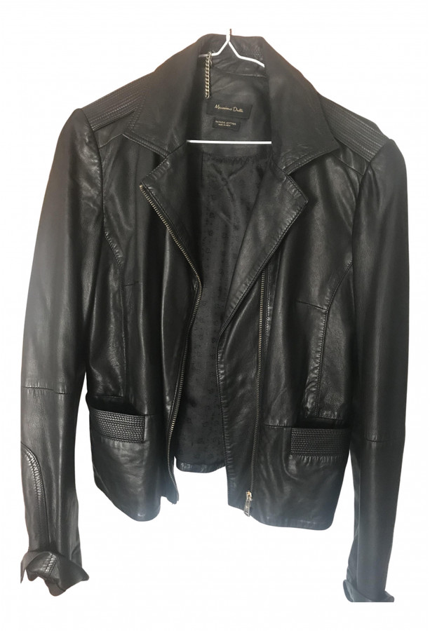 Massimo Dutti Black Mongolian Lamb Leather jackets - ShopStyle