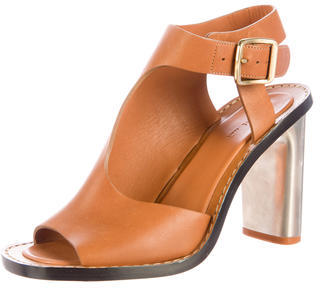 Celine Leather Square-Toe Sandals