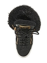Thumbnail for your product : Giuseppe Zanotti 90mm Suede Shearling Wedged Sneakers