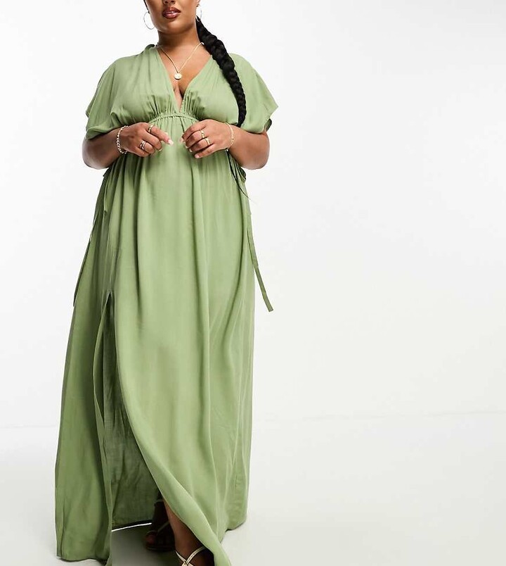 Flutter Sleeve Asos Beach Maxi Dress ASOS Curve ASOS DESIGN Curve