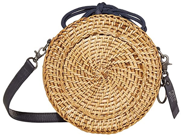 navy wicker bag