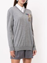 Thumbnail for your product : Moschino embroidered Teddy Bear V-neck jumper