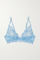 Thumbnail for your product : I.D. Sarrieri Petal Bloom Satin-trimmed Embroidered Tulle Underwired Triangle Bra - Blue