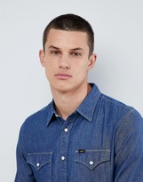 Thumbnail for your product : Lee Jeans Pindot Button Down Denim Shirt in Deep Indigo