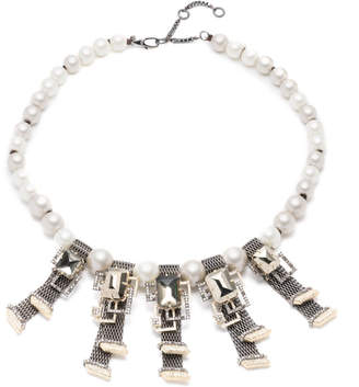 Alexis Bittar Brutalist Chain Mesh Pearl Necklace