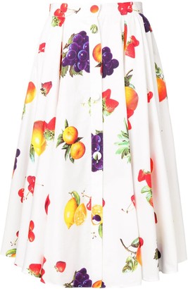 MSGM Fruit Print Midi Skirt