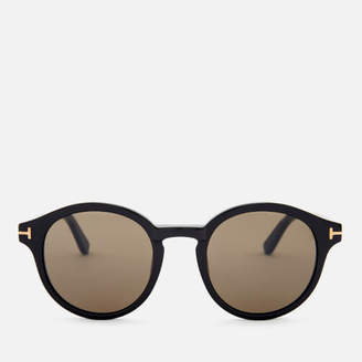 Tom Ford Men's Lucho Round Frame Sunglasses - Shiny Black/Brown