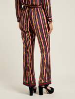 Thumbnail for your product : Gucci Web Striped Printed Silk Trousers - Womens - Blue Multi