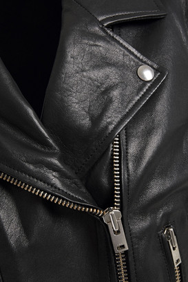 IRO Bapey Cropped Pebbled-leather Biker Jacket