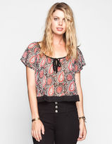 Thumbnail for your product : LOTTIE & HOLLY Flutter Sleeve Womens Crochet Trim Chiffon Top