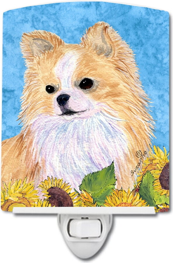 Caroline's Treasures SS4242CNL Chihuahua in Summer Flowers Ceramic Night Light, 6x4x3", multicolor