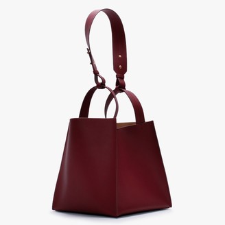 Sophie Hulme Cube Burgundy Leather Shoulder Bag