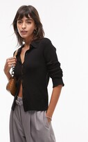 Thumbnail for your product : Topshop knitted fine gauge collar cardigan in black