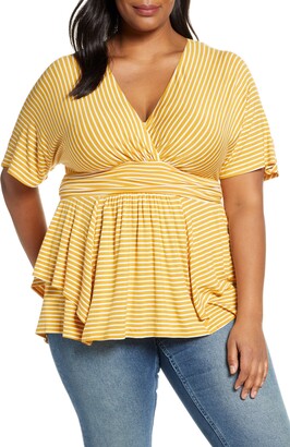pale yellow plus size tops