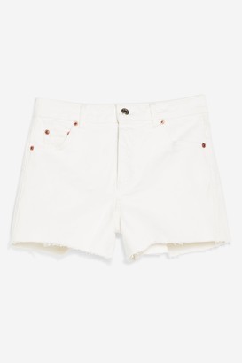 Topshop TALL Premium White Denim Mom Shorts