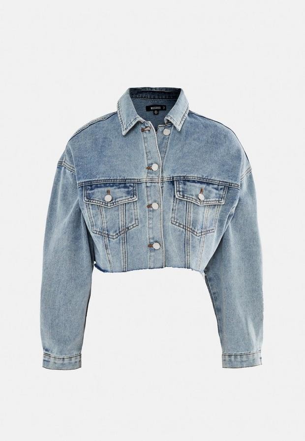 raw hem cropped denim jacket