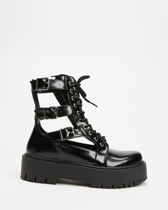 Topshop Women's Black Lace-up Boots - Babe Cut-Out Buckle Boot - Size 38 at  The Iconic - ShopStyle