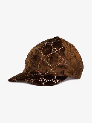 Gucci Ladies Brown GG Embroidered Silk-Blend Baseball Cap, Size: M