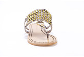 Thumbnail for your product : Cynthia Vincent Lux Studded Embroidered Snake Leather Thong Sandal