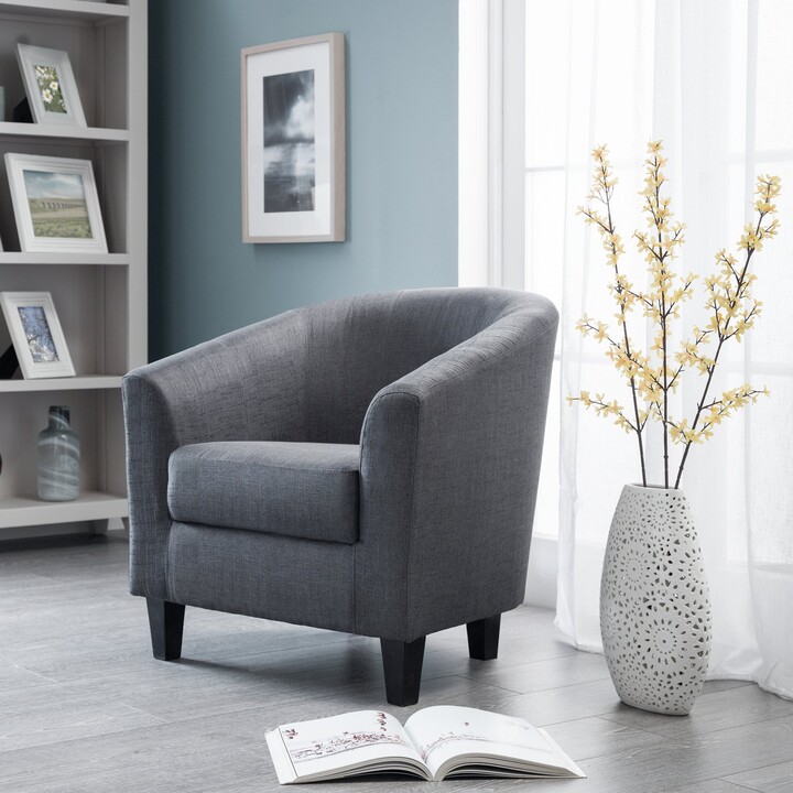 Dunelm Hugo Linen Tub Chair Grey ShopStyle Armchairs & Recliners