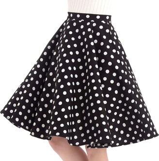 IBTOM CASTLE Womens Vintage Pleated Midi Skirt Floral A-line Knee