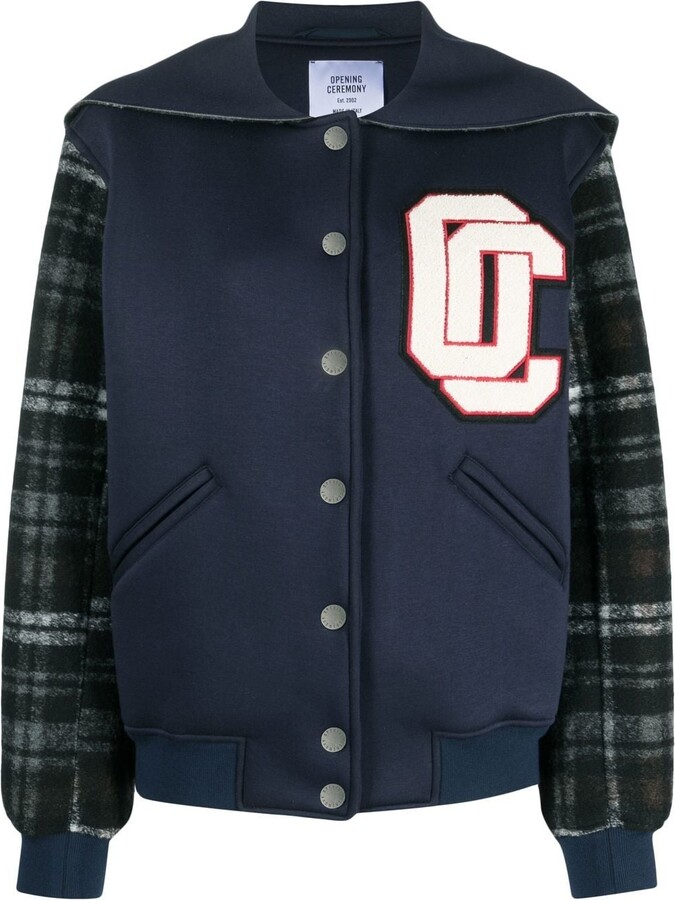 Guess Originals Contrast Sleeve Varsity Jacket in Light Blue