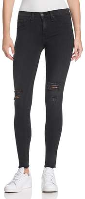 Rag & Bone Jean High-Rise Distressed Skinny Jeans in Night with Holes