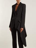 Thumbnail for your product : Alexander McQueen Draped Pinstripe Wool Jacket - Womens - Black