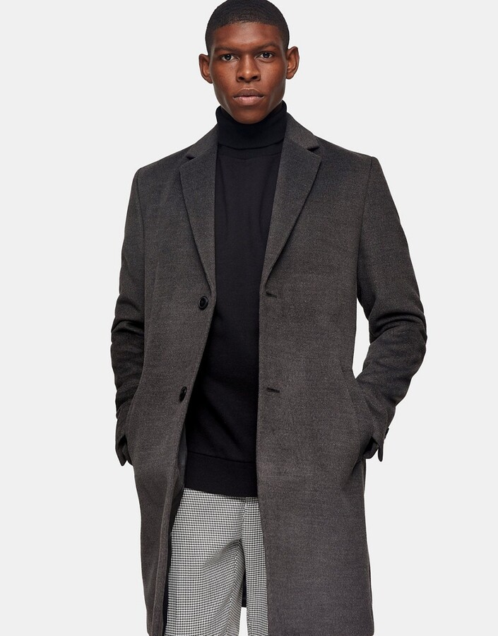 Topman considered classic fit coat in charcoal gray - ShopStyle Outerwear