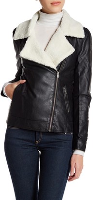 Cupcakes And Cashmere Faux Leather and Shearling Zip Jacket