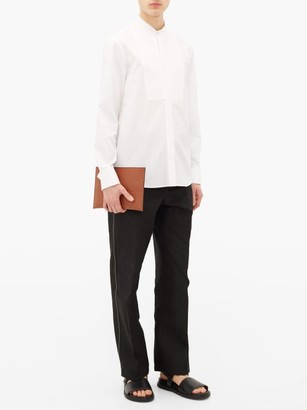 Jil Sander Band-collar Cotton-poplin Tuxedo Shirt - White