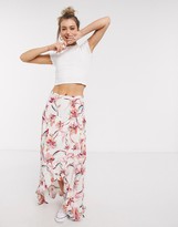 Thumbnail for your product : En Creme high low midi skirt in floral