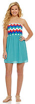 Thumbnail for your product : Sequin Hearts Strapless Chevron Chiffon Dress