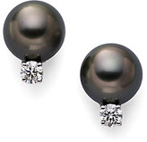 Thumbnail for your product : Mikimoto 8MM Black South Sea Cultured Pearl, Diamond & 18K White Gold Earrings