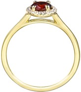 Thumbnail for your product : Love Gem 9ct Yellow Gold 5mm Round Garnet and 0.08ct Diamond Birthstone Halo Ring