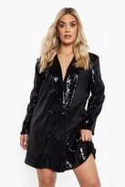 Thumbnail for your product : boohoo Plus Sequin Button Blazer Dress