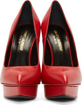 Thumbnail for your product : Saint Laurent Red Pebbled Leather Janis Pumps