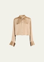Cropped Silk Wide-Sleeve Shirt 